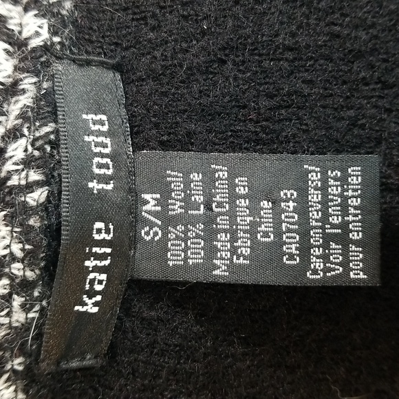 100% wool Katie Todd S/M jacket/cape/poncho type black grey patterned - Picture 11 of 12